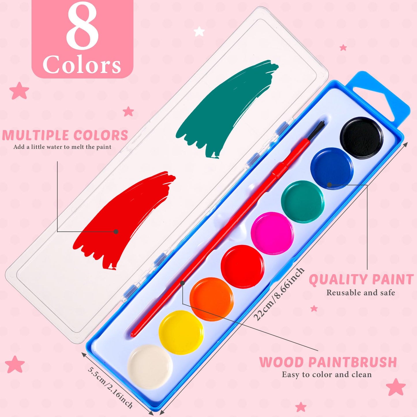 Sabary 30 Pack Watercolor Paint Set with Cards & Rope – Washable Kids Art Supplies for Parties
