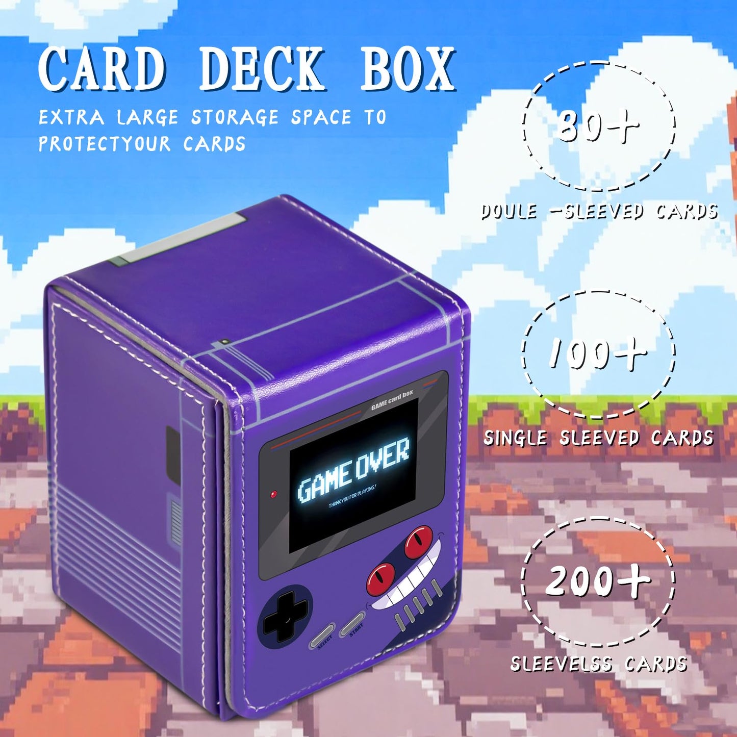 Sabermaster Card Deck Box – Fits 100+ Cards, Premium PU Leather, YGO MTG, Purple