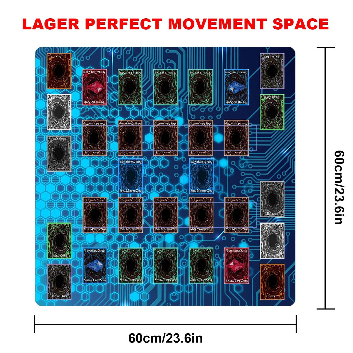 Sabermaster Card Rubber Mat – 60x60 cm, 2-Player Square Playmat for Gamers