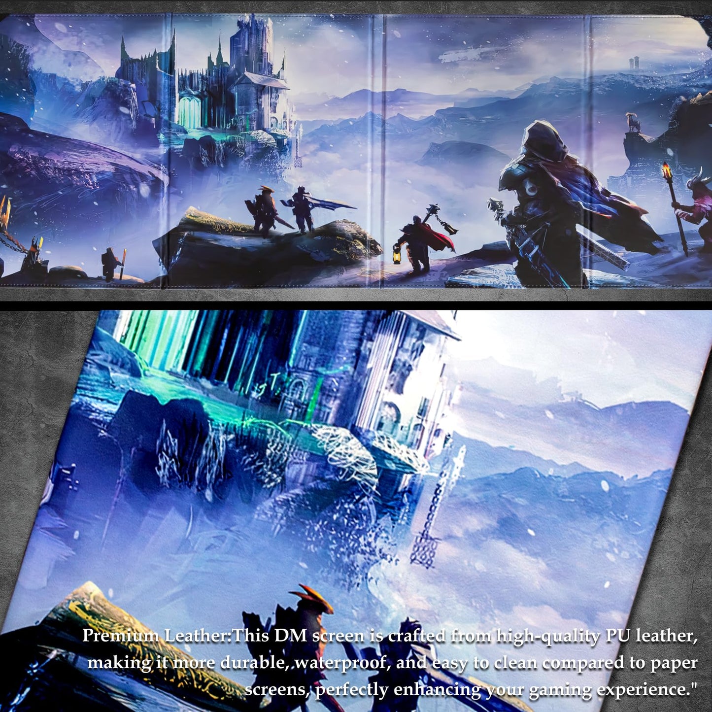 Sabermaster DND Screen Leather – 4-Panel Master Screen with Wet-Erase Pockets for TRPG