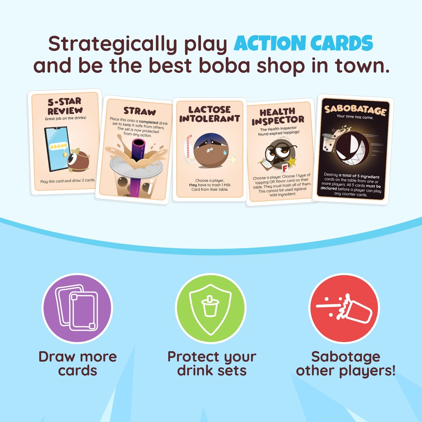 Sabobatage: The Boba Card Game 3rd Edition | Easy Family-Friendly Party Game | 2-5 Players