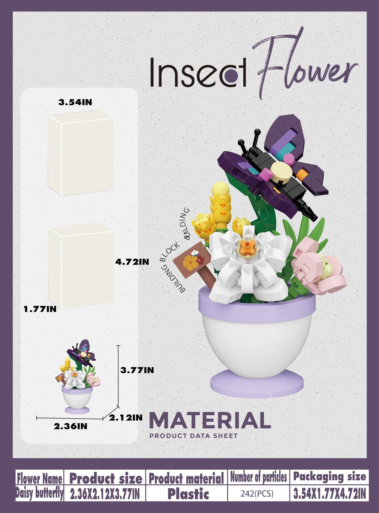 Sacblirr Mini Flower Bonsai: Daisy Butterfly DIY Potted Plant Blocks
