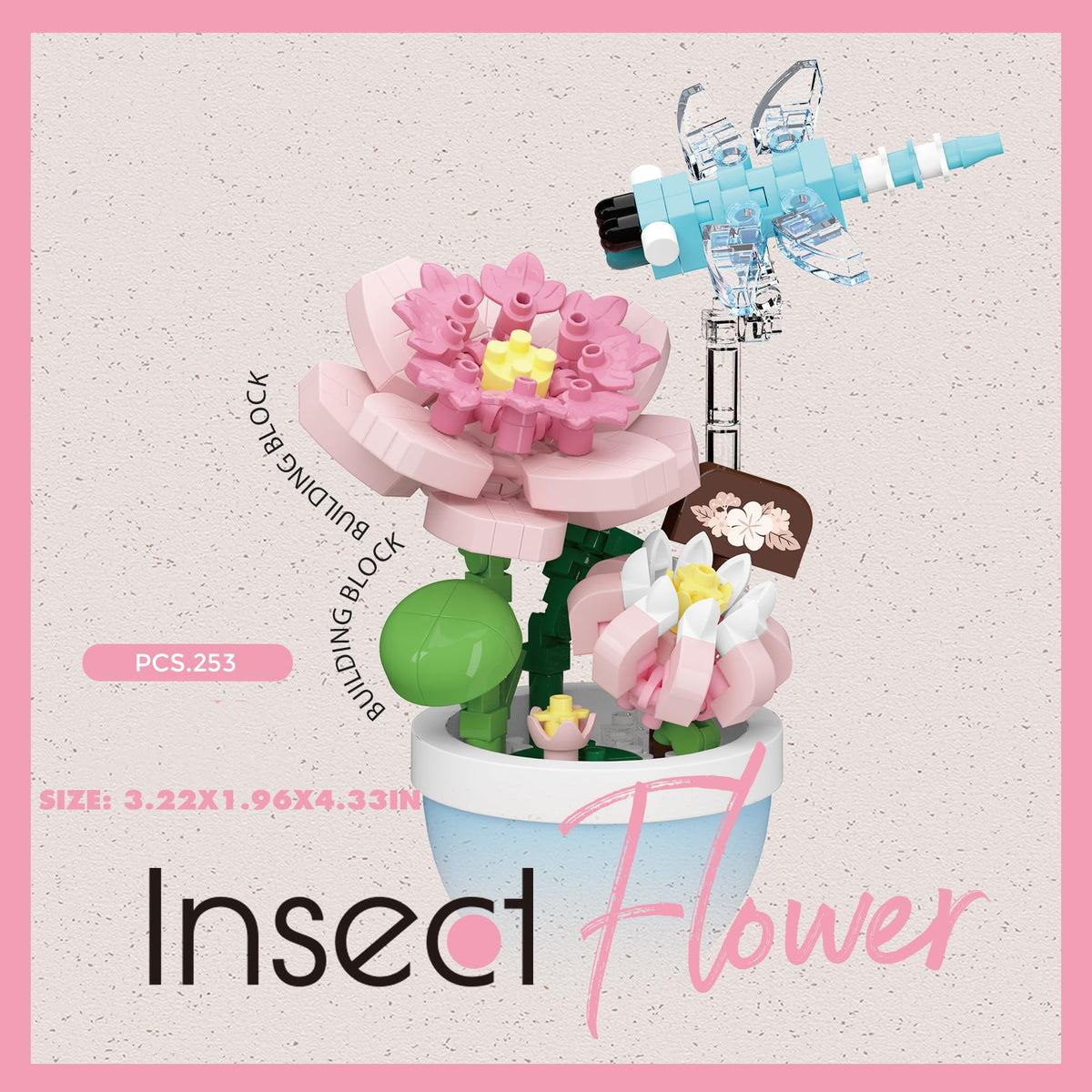 Sacblirr Mini Flower Bonsai with Lotus Dragonfly — DIY Potted Plant Decor & Building Blocks