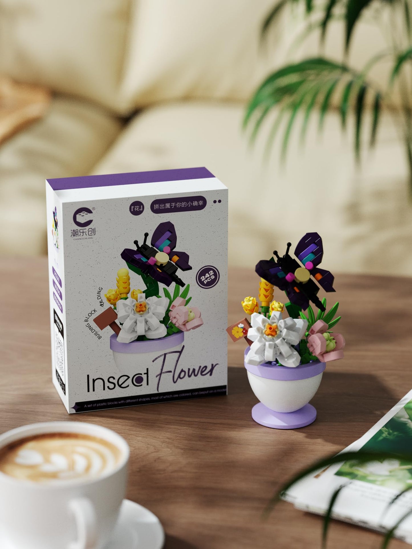 Sacblirr Mini Flower Bonsai: Daisy Butterfly DIY Potted Plant Blocks