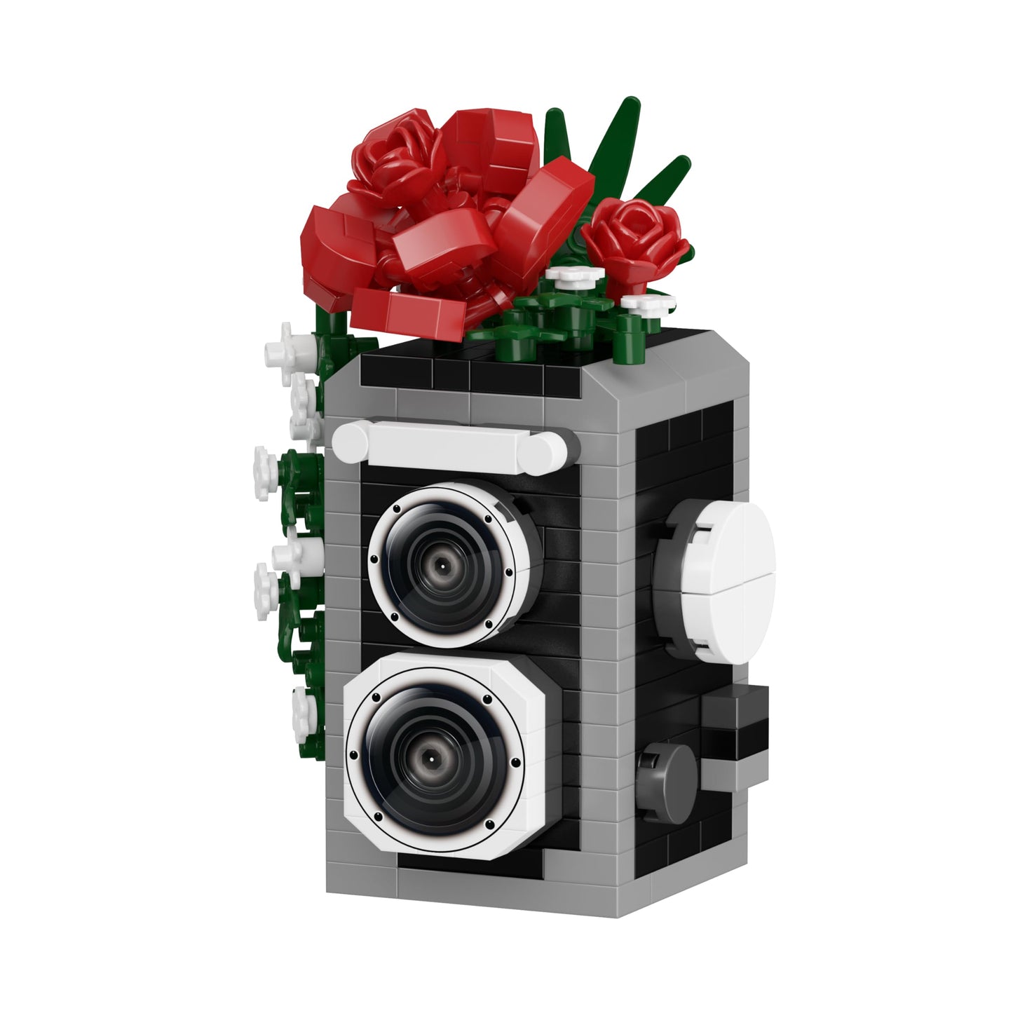 Sacblirr Red Rose Camera Mini Blocks – Floral Desk Decor & Creative Toy