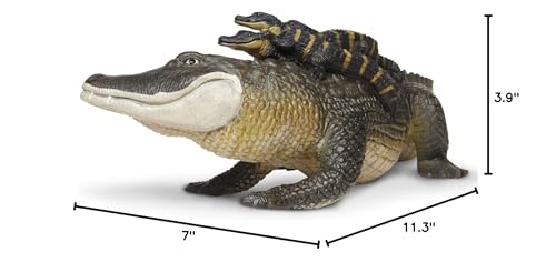 Safari Ltd. Alligator with Babies Figurine - 12-Inch Hand-Painted Wildlife Figure for Kids