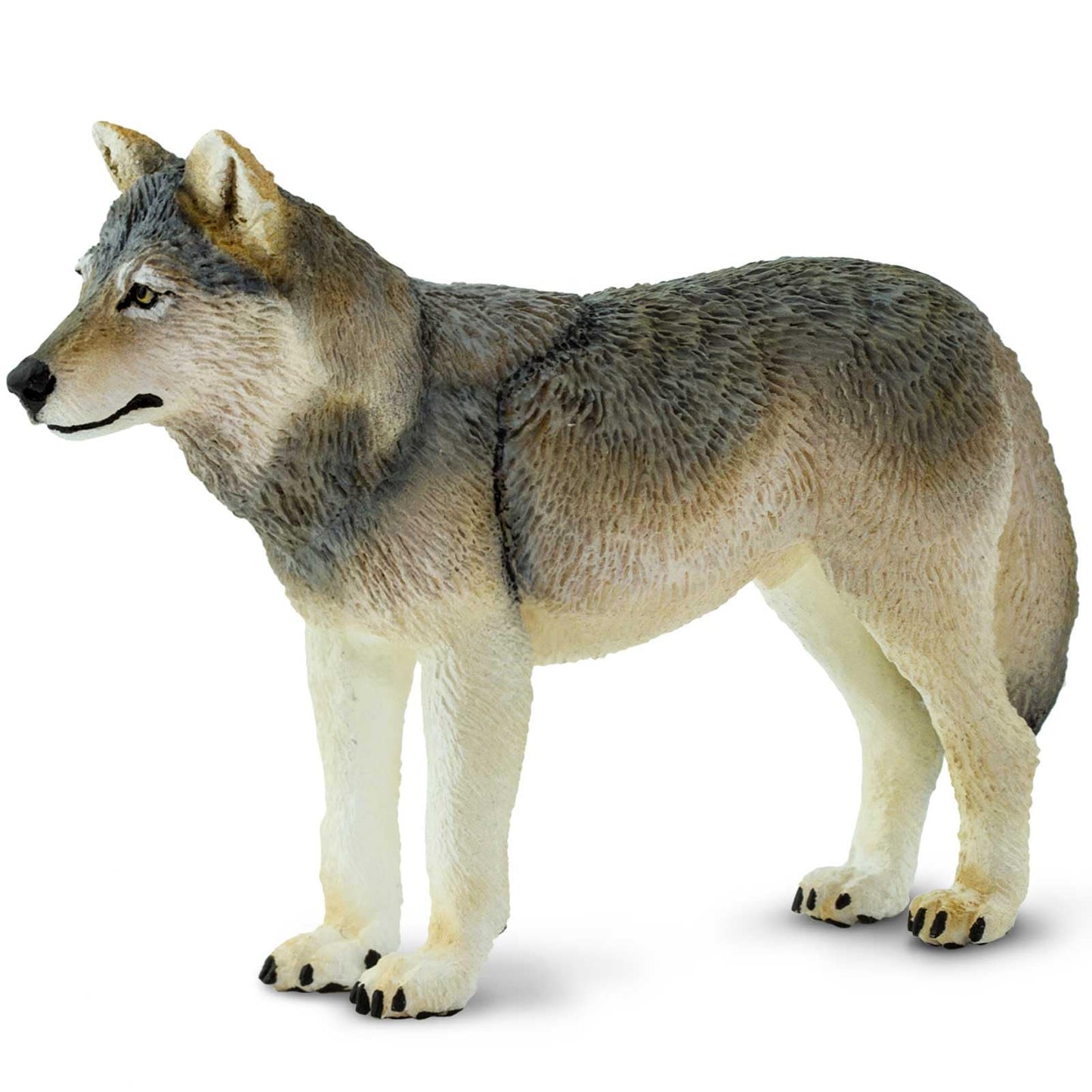 Safari Ltd. Gray Wolf Figurine - Realistic 4-inch Plastic Wolf Figure | Educational Toy for Kids 3+