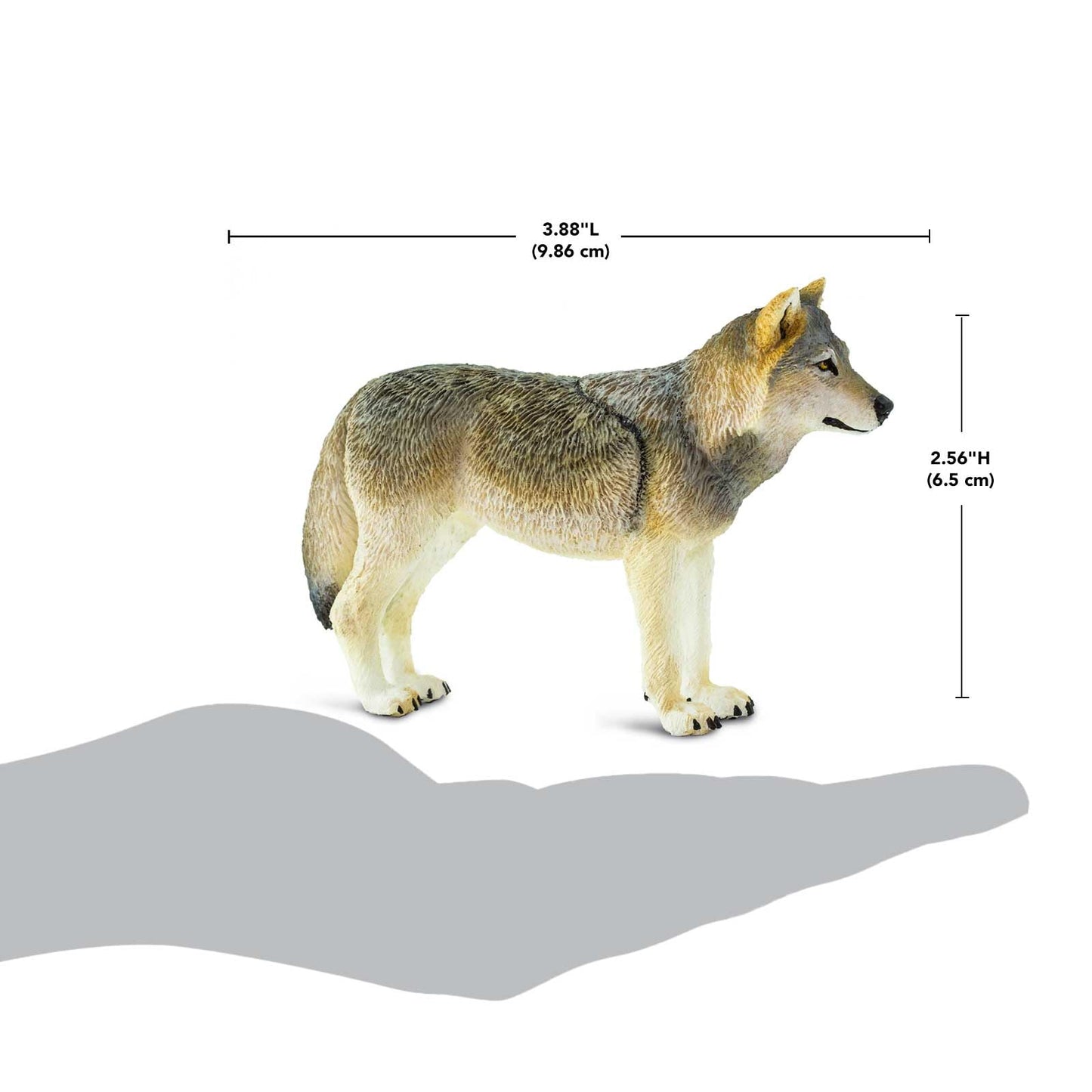 Safari Ltd. Gray Wolf Figurine - Realistic 4-inch Plastic Wolf Figure | Educational Toy for Kids 3+