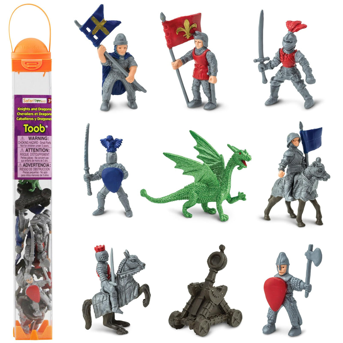 Safari Ltd Knights & Dragons Toob – 10 Mini Fantasy Figures for Kids 3+