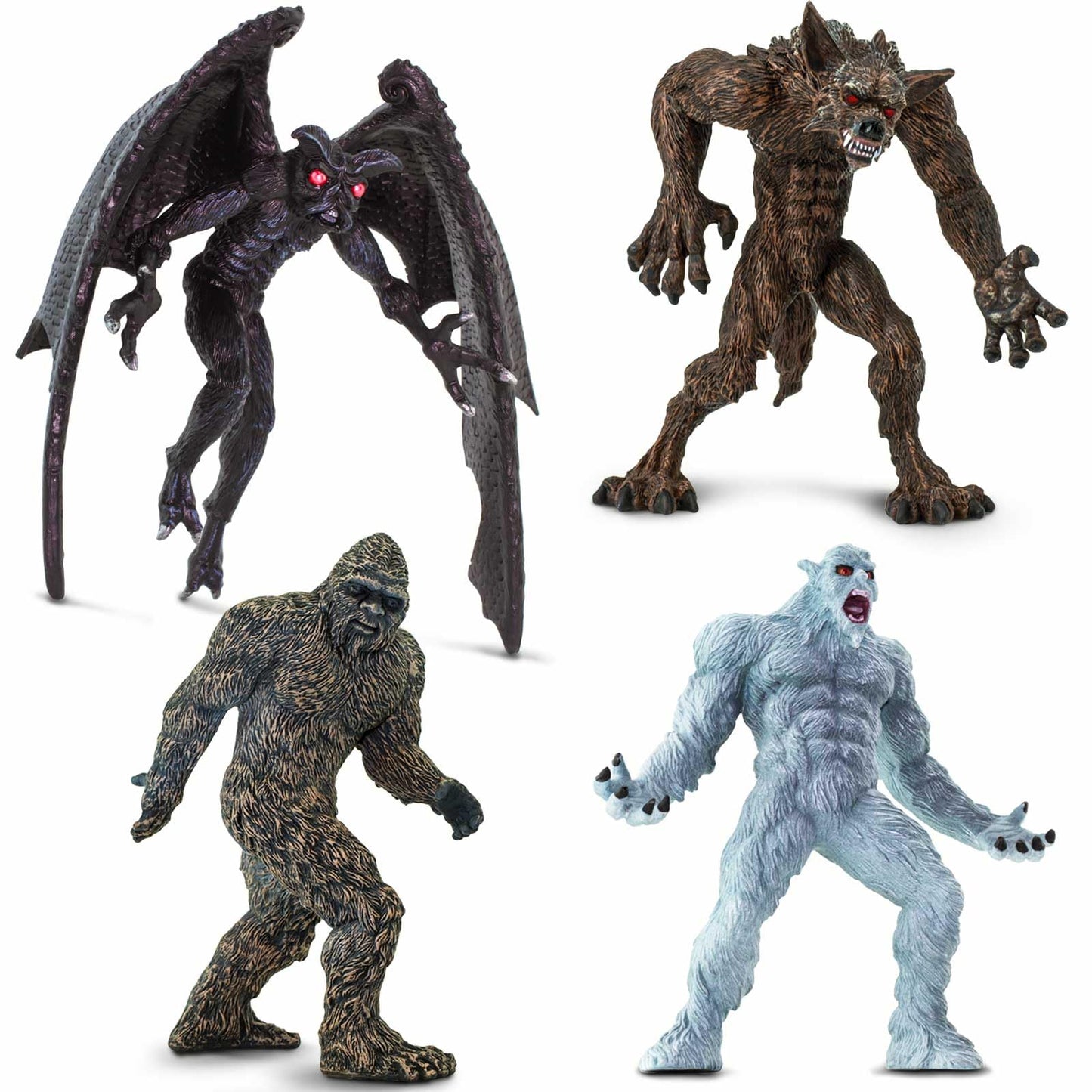 Safari Ltd. Mythical Creatures 4-Pack Bundle – Bigfoot, Mothman, Werewolf & Yeti Figurines for Kids 3+