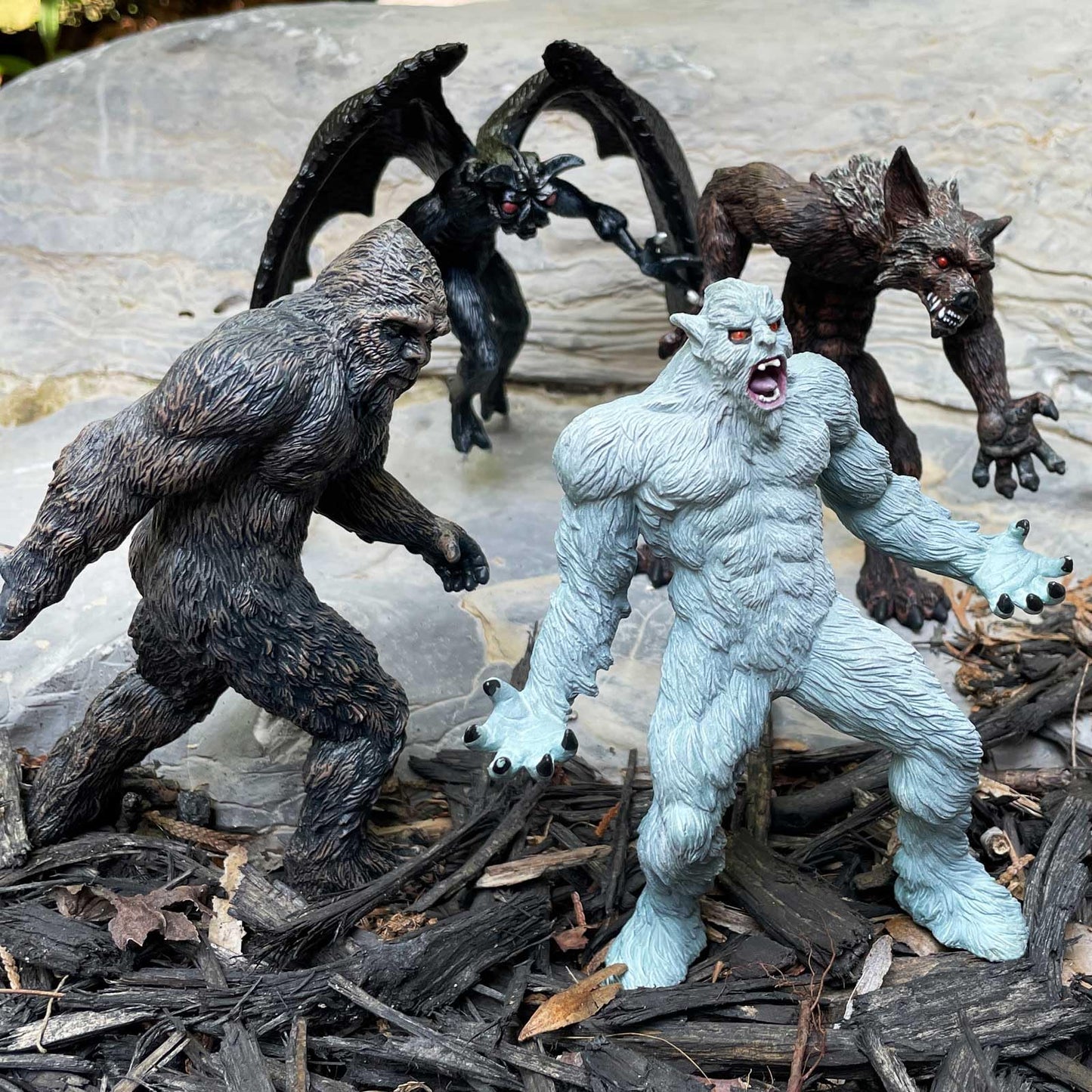 Safari Ltd. Mythical Creatures 4-Pack Bundle – Bigfoot, Mothman, Werewolf & Yeti Figurines for Kids 3+