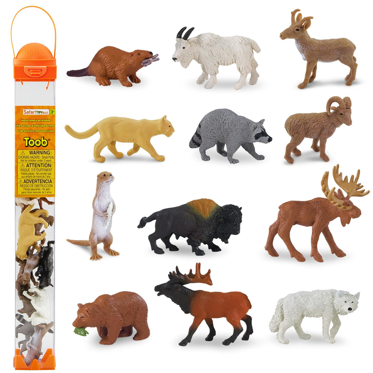 Safari Ltd. North American Wildlife TOOB – 12 Hand-Painted Mini Figurines for Kids