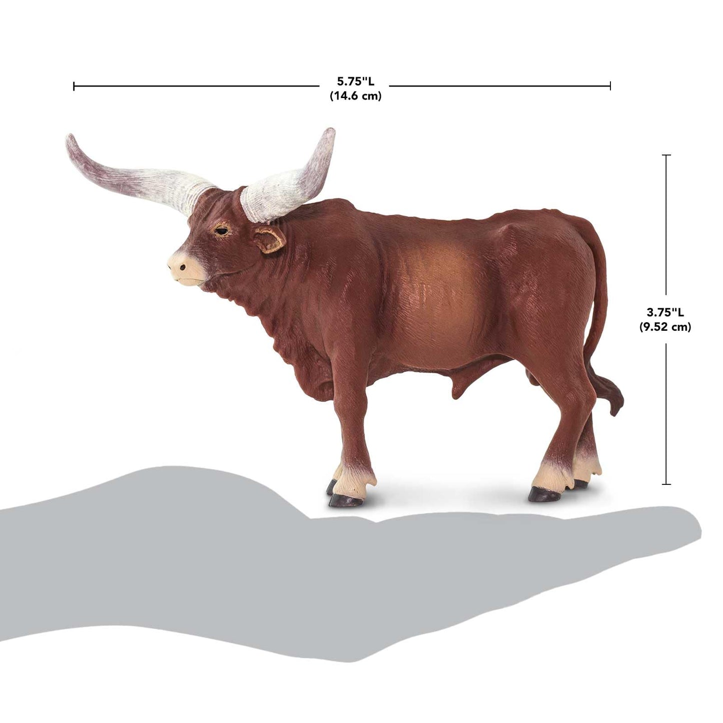 Safari Ltd. Watusi Bull Figurine – 6-inch Plastic Farm Animal Toy for Kids 3+