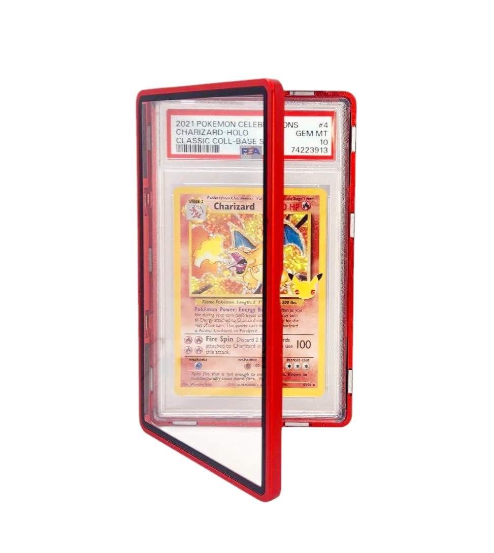 Safeguard TCG Solutions Metal PSA Slab Bumper Case - UV Resistant, Red