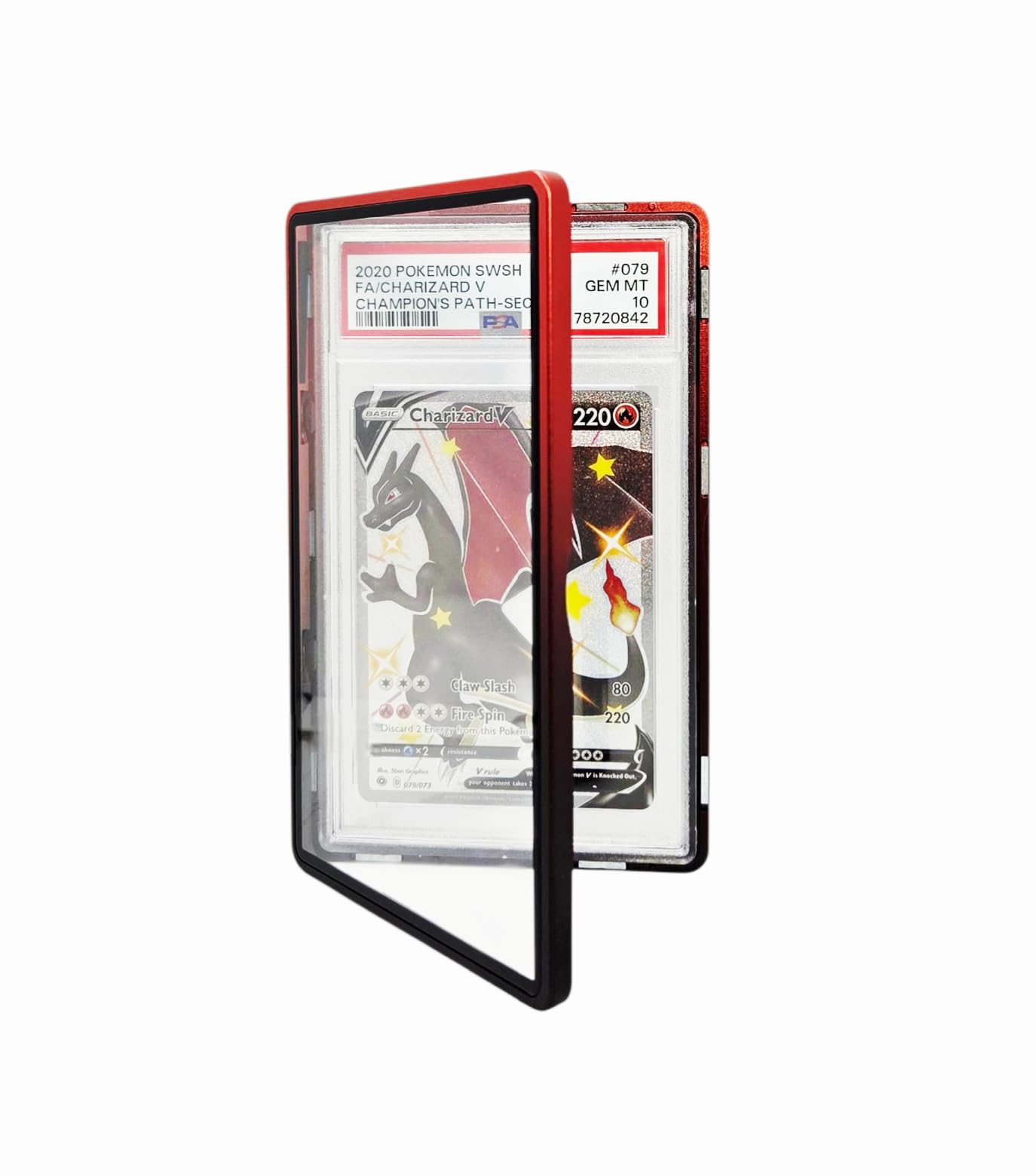 Safeguard TCG Metal PSA Slab Bumper Case – UV-Resistant, Stackable Magnetic Aluminum for Graded Cards (Red/Black)