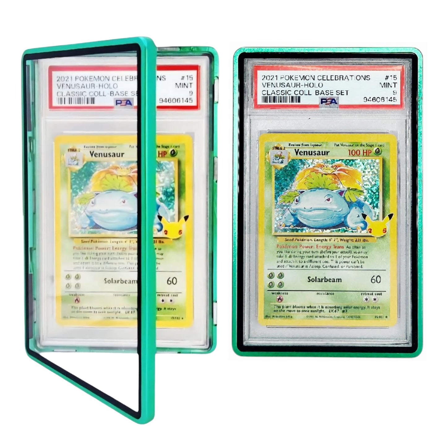 Safeguard TCG Metal PSA Slab Bumper Case - UV Resistant & Stackable (Green)