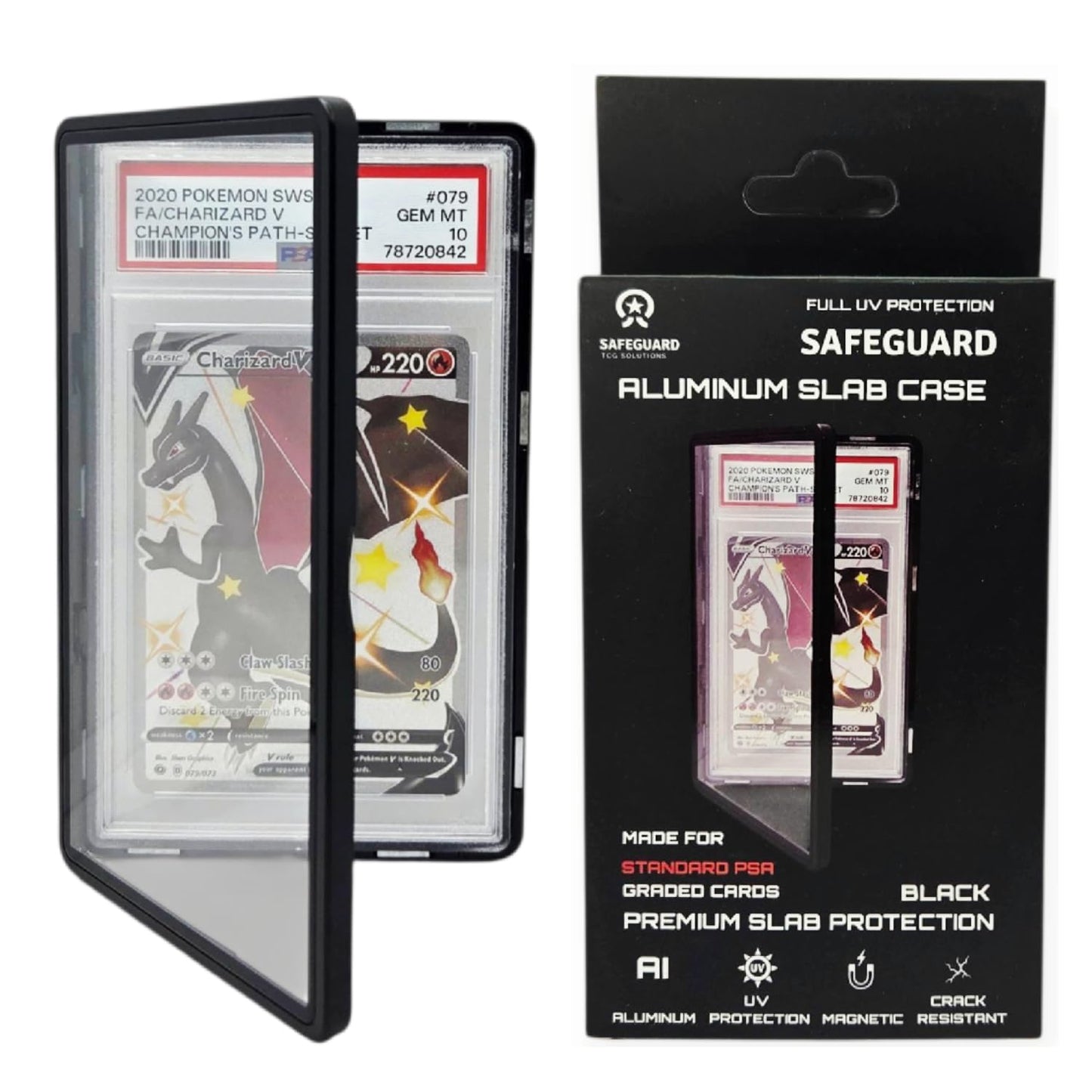 Safeguard TCG Metal PSA Slab Bumper Case – UV-Resistant & Stackable (Black)