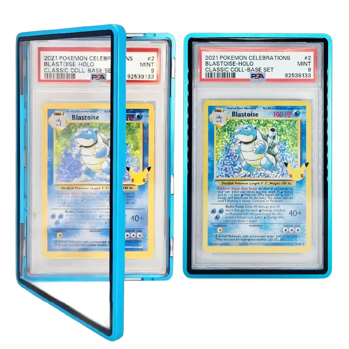 Safeguard TCG Solutions Metal PSA Slab Bumper Case – UV-Resistant Magnetic Aluminum for Graded Cards (Blue)