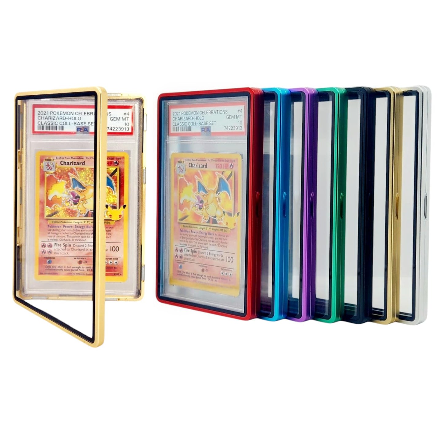 Safeguard TCG Solutions Metal PSA Slab Bumper Case – UV-Resistant Aluminum, Magnetic, Stackable (Gold)