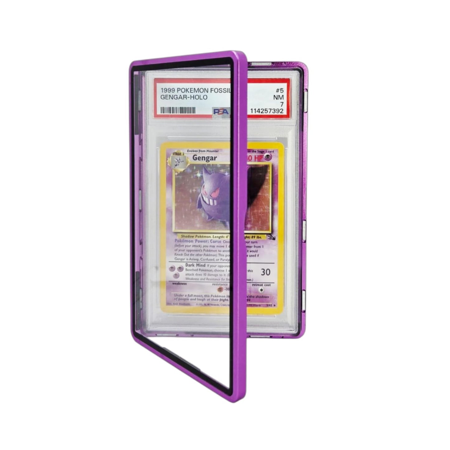 Safeguard TCG Solutions: Metal PSA Slab Bumper Case – UV Resistant, Stackable Magnetic Aluminum (Purple)
