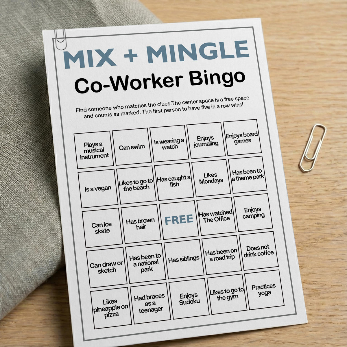 Sahjzk Office Bingo Cards – 25 Unique 5x7 Sheets for Ice Breakers & Team Building
