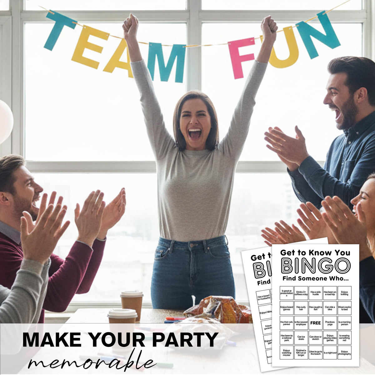 Sahjzk Office Bingo Cards – 25 Unique 5x7 Cards for Adults | Ice Breakers & Team Building
