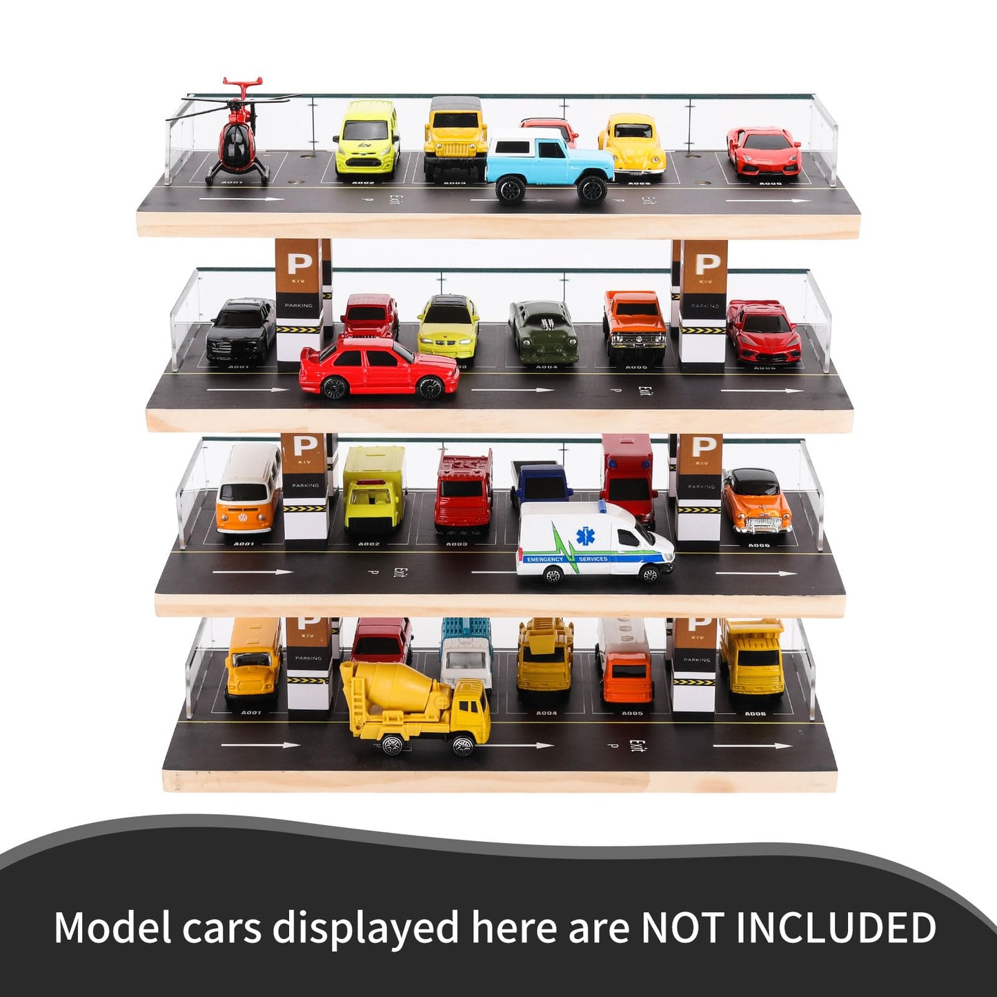 Saichotoy Display Case for Hot Wheels & Matchbox 1:64 - 4-Level Parking Garage Diorama