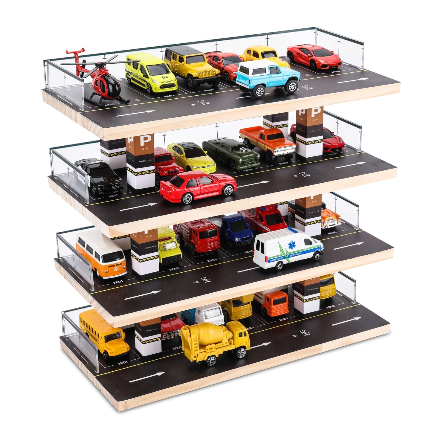 Saichotoy Display Case for Hot Wheels & Matchbox 1:64 - 4-Level Parking Garage Diorama