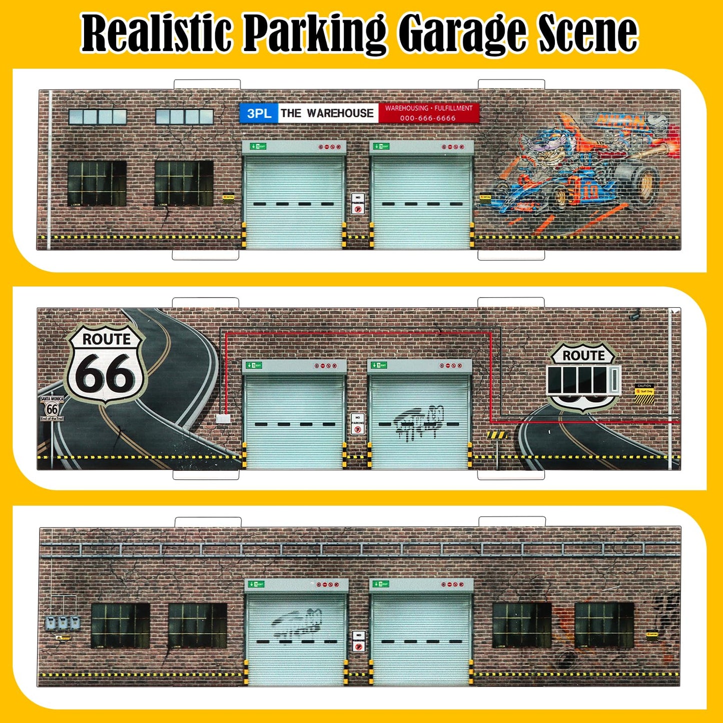 Saichotoy Storage for Hot Wheels: 1:64 Diecast Car Parking Garage with LED Lights
