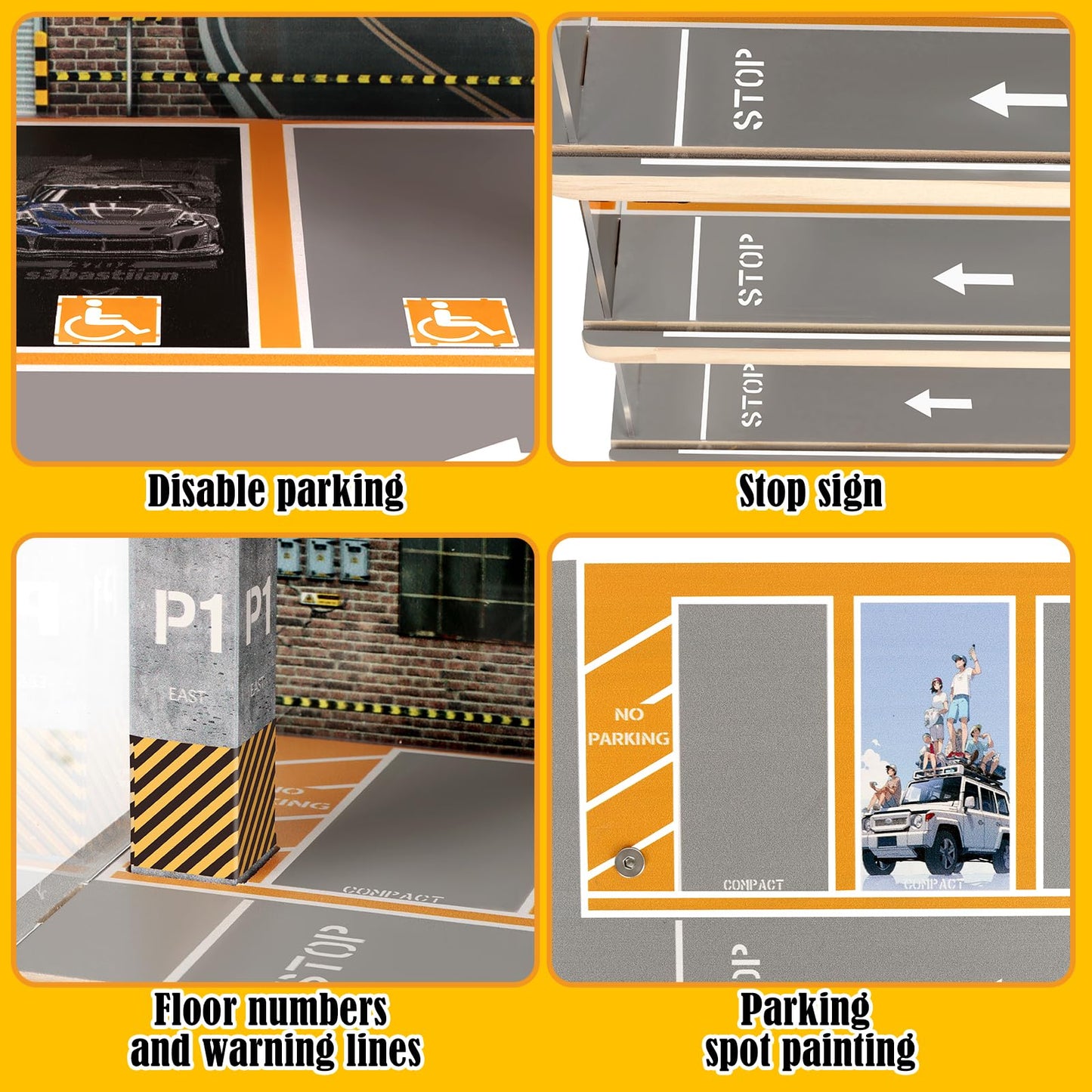 Saichotoy Storage for Hot Wheels: 1:64 Diecast Car Parking Garage with LED Lights