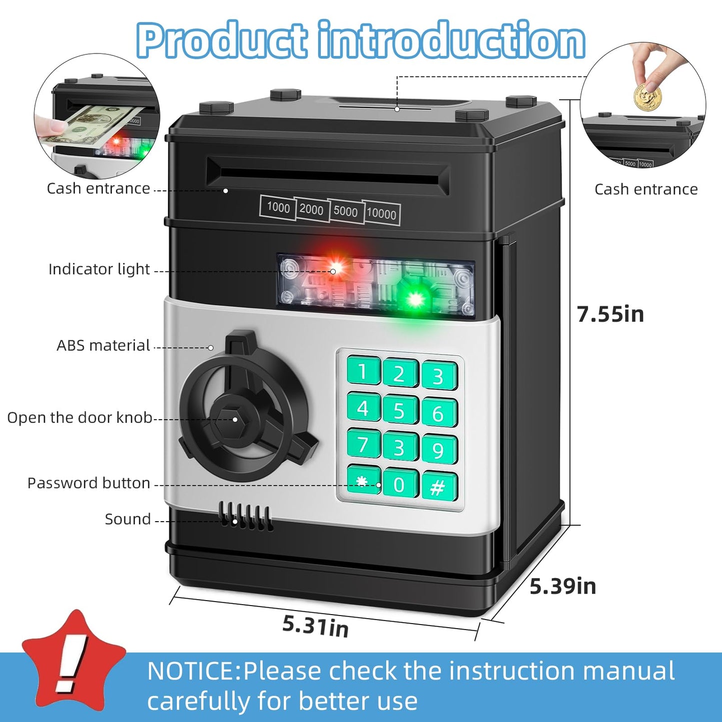 Saidrip Piggy Bank for Kids — Electronic Money Saving Box (Ages 6-13)