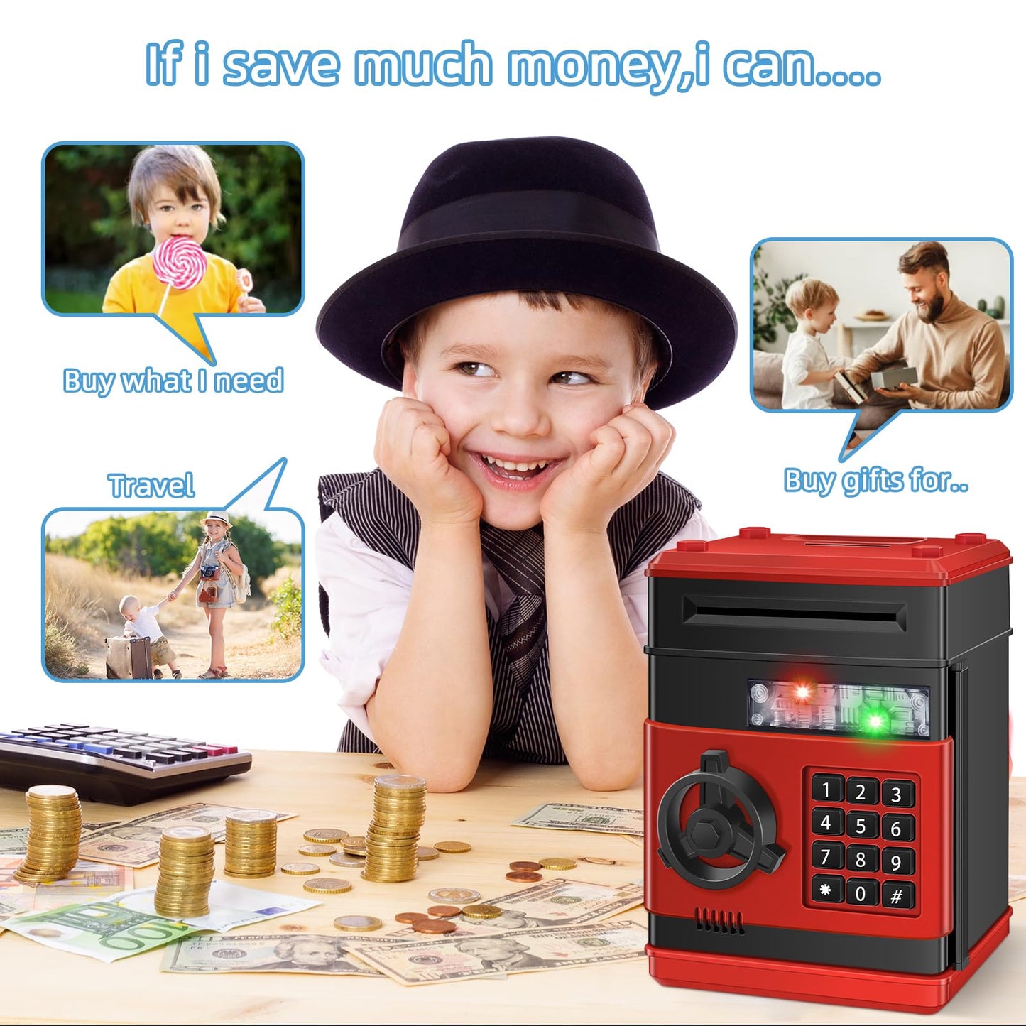 Saidrip Piggy Bank for Kids – Password Protected Saving Box for Ages 6–13