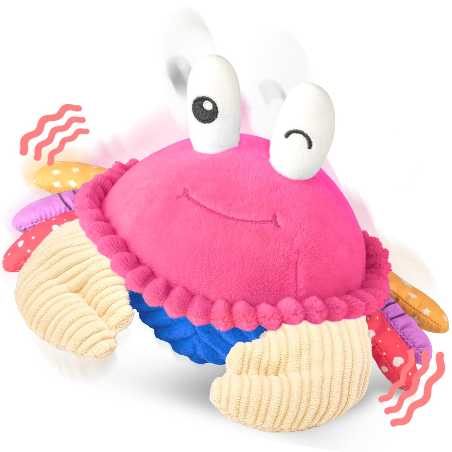 SAIMAND Pink Crawling Crab Baby Toy — 40 Songs, Voice Recorder, USB Rechargeable