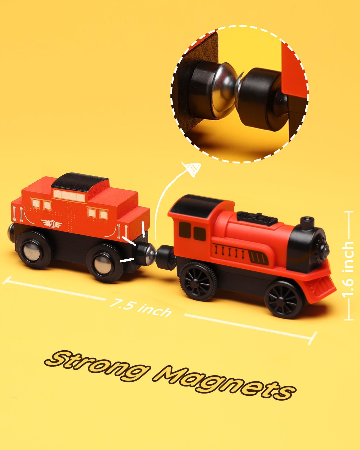 SainSmart Jr. Magnetic Motorized Wooden Train Set – 2-Pack, Compatible with Major Brands