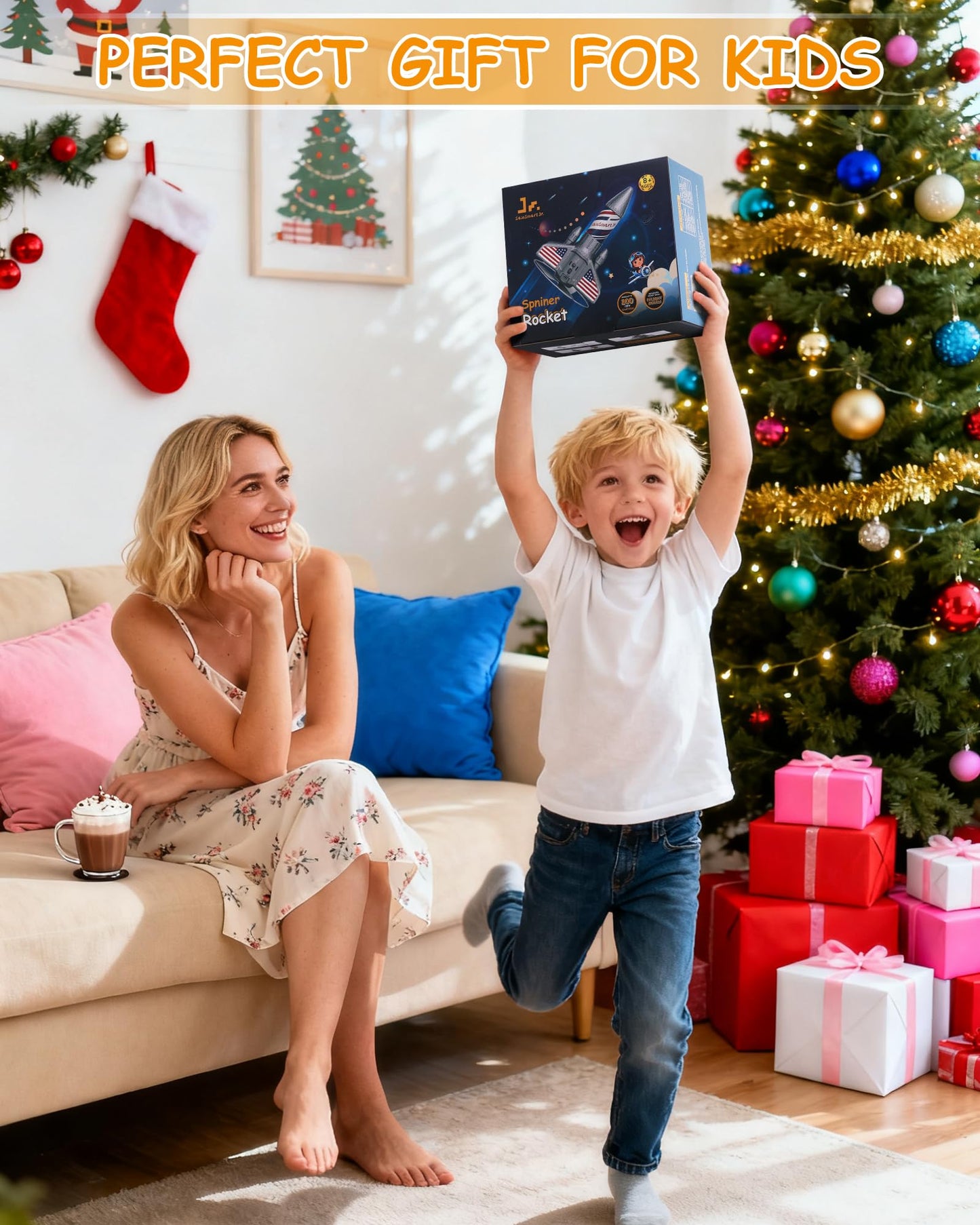 SainSmart Jr. Rocket Launcher - Upgraded 200 ft Self-Launching LED Rocket Toy for Kids 8-12