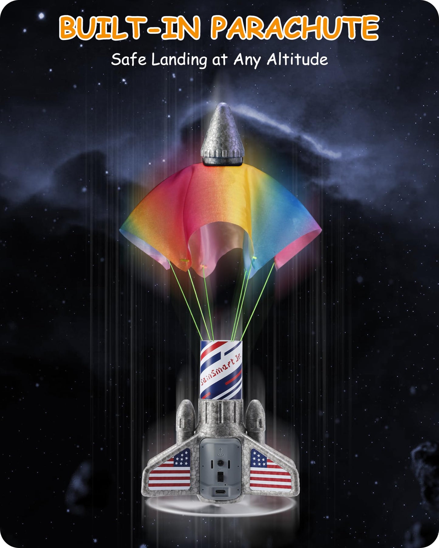 SainSmart Jr. Rocket Launcher - Upgraded 200 ft Self-Launching LED Rocket Toy for Kids 8-12