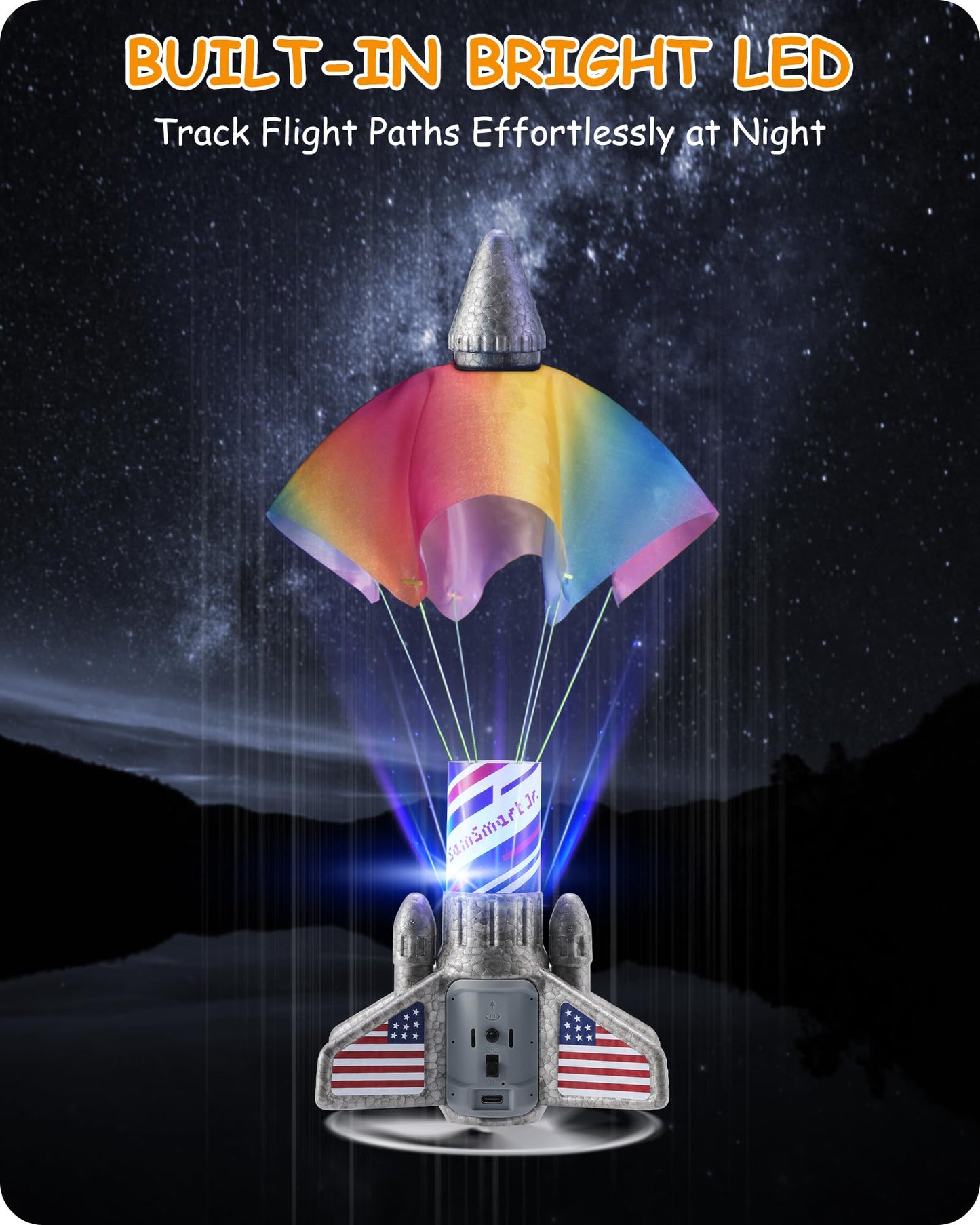 SainSmart Jr. Rocket Launcher - Upgraded 200 ft Self-Launching LED Rocket Toy for Kids 8-12
