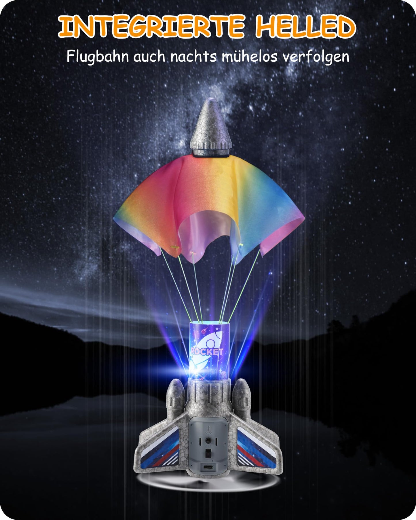 SainSmart Jr. Rocket Launcher for Kids - Upgraded 200 ft Self-Launching LED Rocket Toy