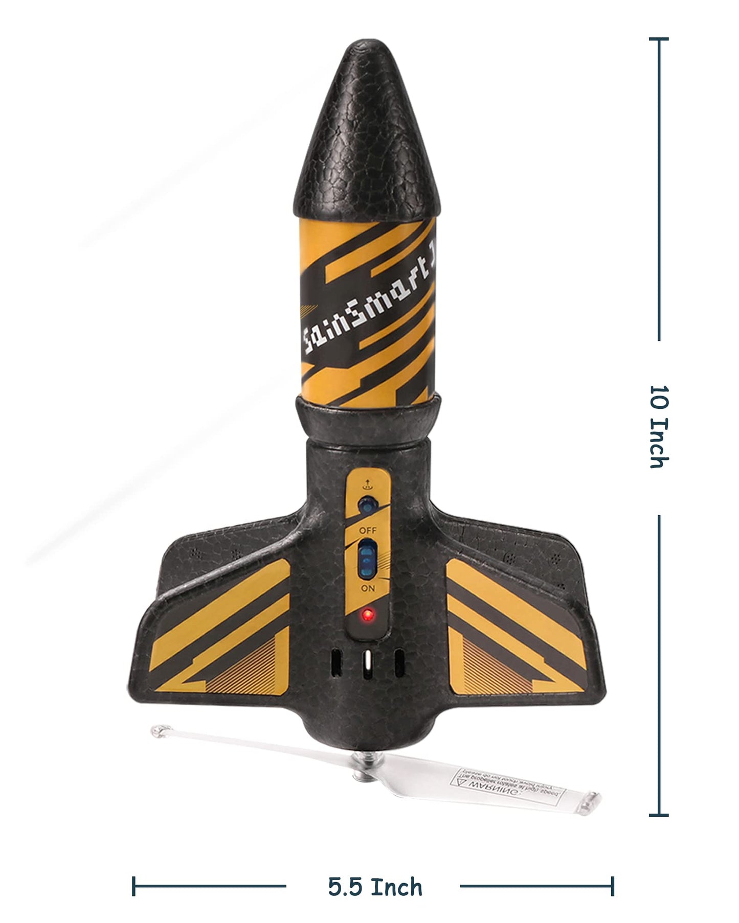SainSmart Jr. Rocket Launcher for Kids — 200 ft Altitude, Motorized Air Rocket with Parachute (Black)