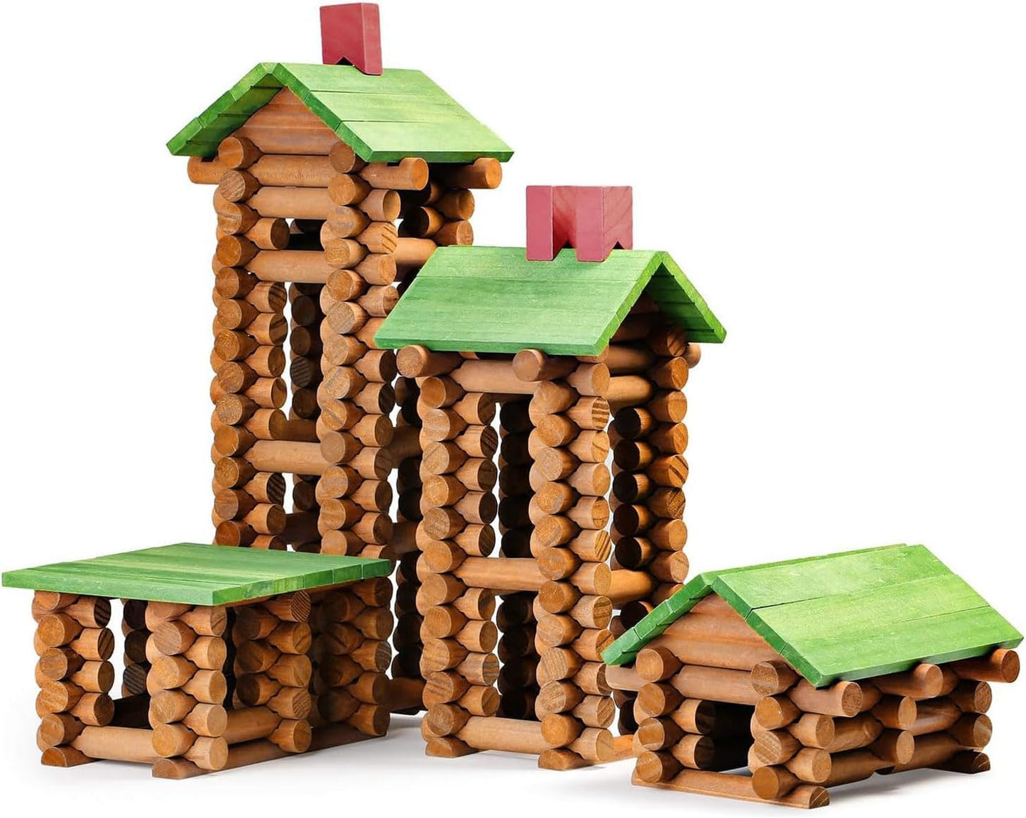 SainSmart Jr. 450 PCS Wooden Log Cabin Set — STEM Building Kit for Toddlers 3+