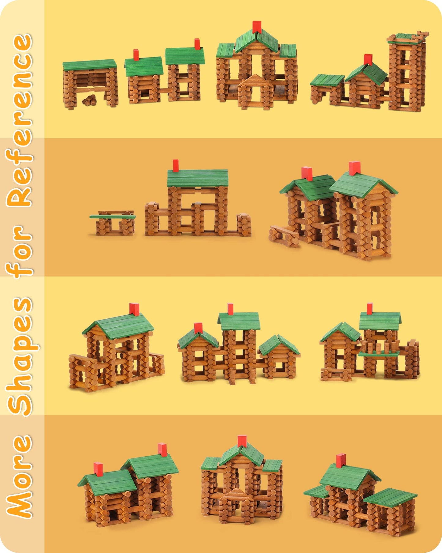SainSmart Jr. 665 PCS Wooden Log Cabin Set for Toddlers — Classic STEM Construction, Lincoln Logs Compatible