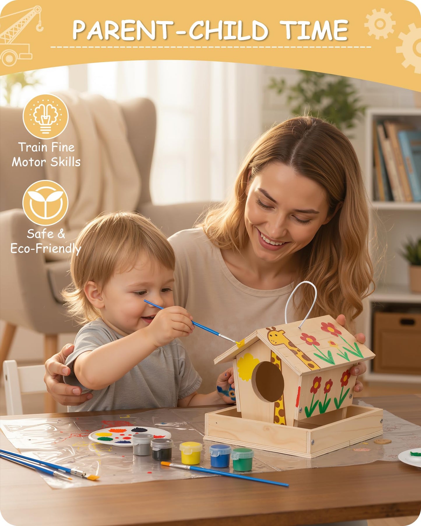 SainSmart Jr. 4-in-1 Woodworking Kit for Kids – Birdhouse, Helicopter, Off-Road Car & Tow Truck