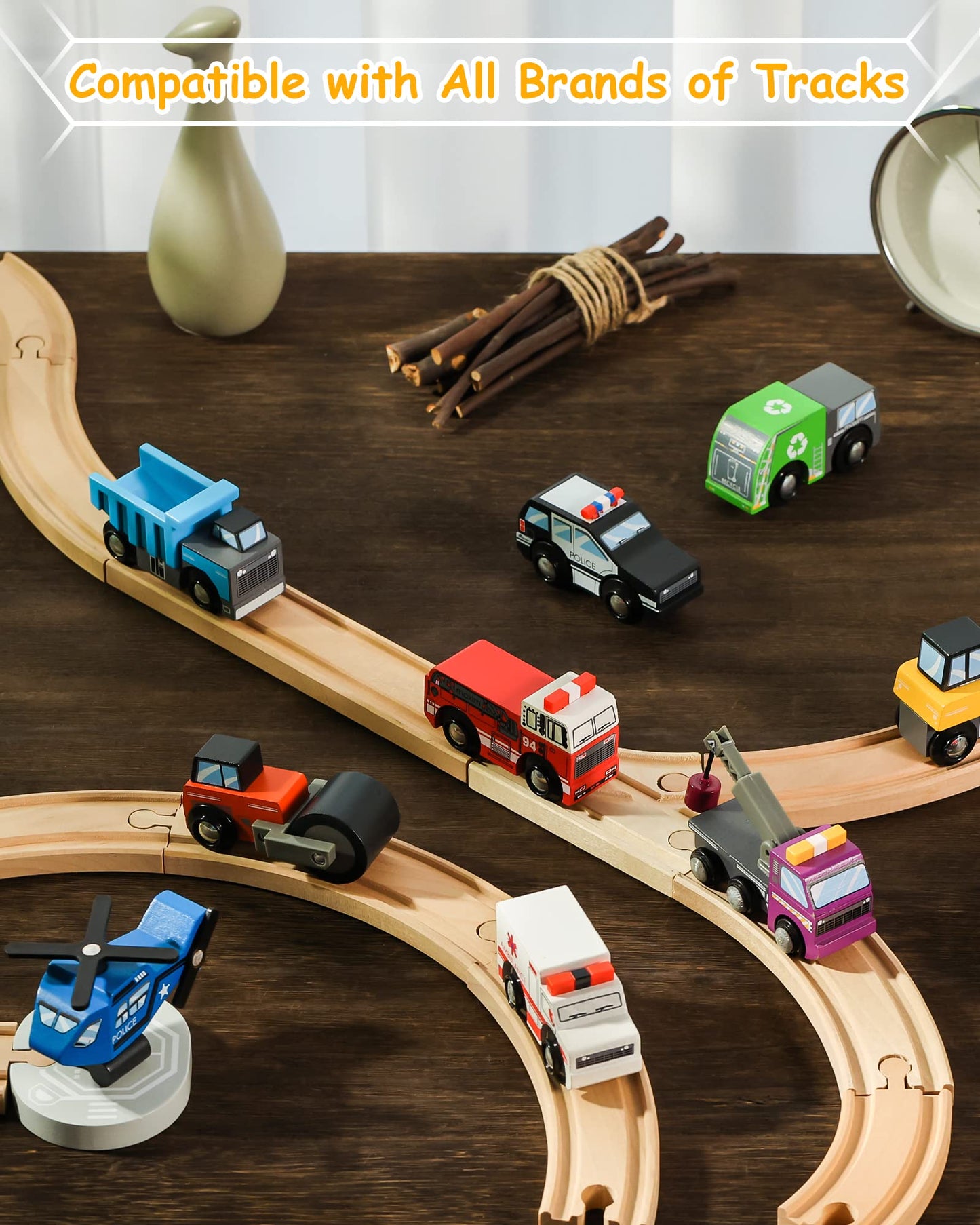 SainSmart Jr. Wooden Train Set Accessories (10 PCS) – Universal Brand Compatibility for Toddlers 3+