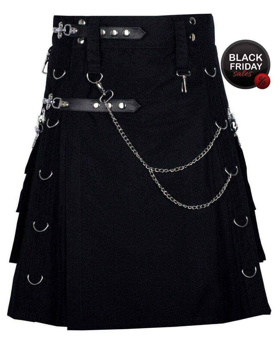 Sale Gothic Kilt Detachable Pockets Modern Gothic Fashion Kilt Active Men