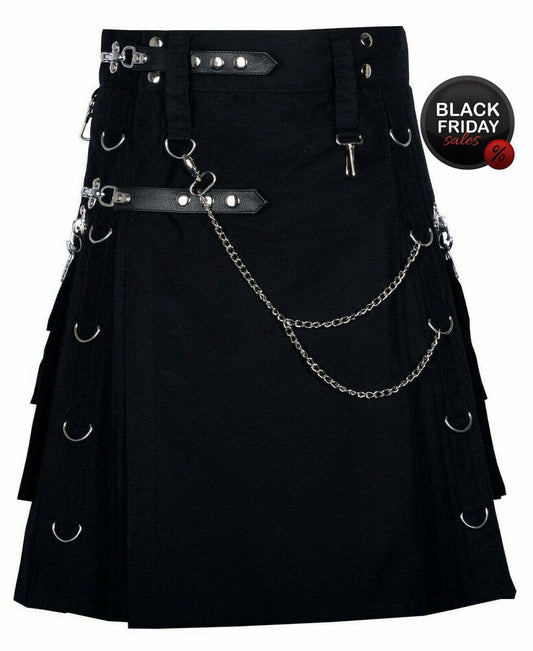 Sale Gothic Kilt Detachable Pockets Modern Gothic Fashion Kilt Active Men