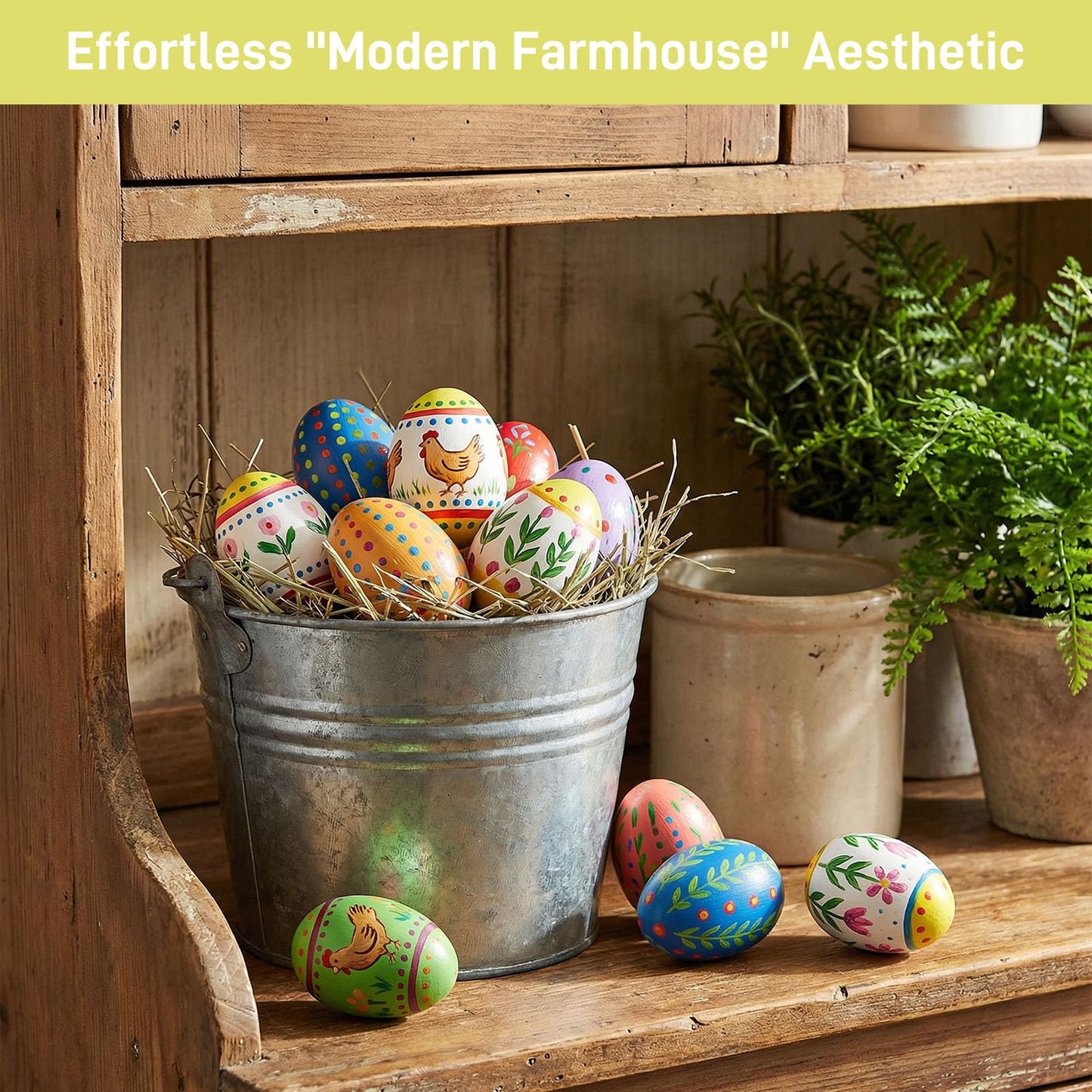 SallyFashion White Easter Eggs — 8 Wooden Eggs for Painting, Kids Kitchen Play & Decor