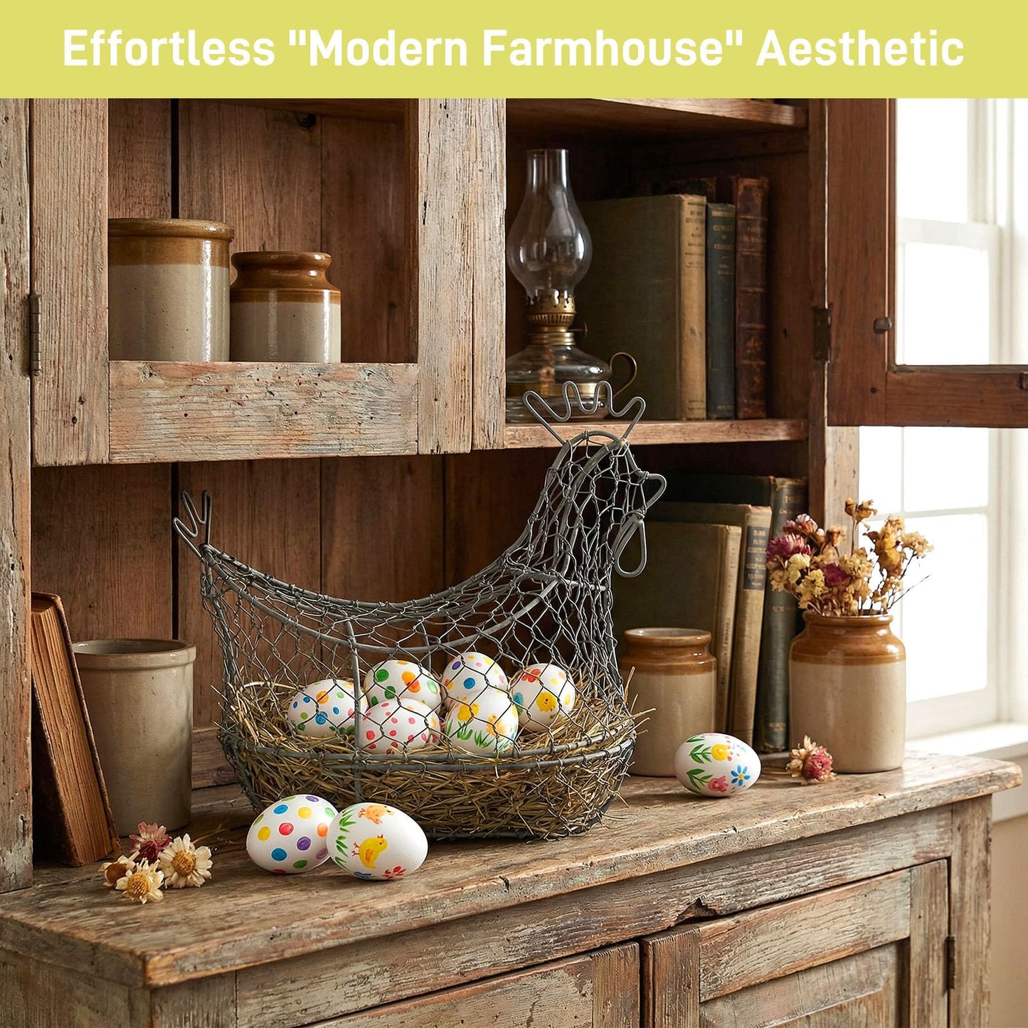 SallyFashion Wooden Fake Eggs for Nesting Boxes – 9 Pack White Easter Eggs for Craft & Pretend Play