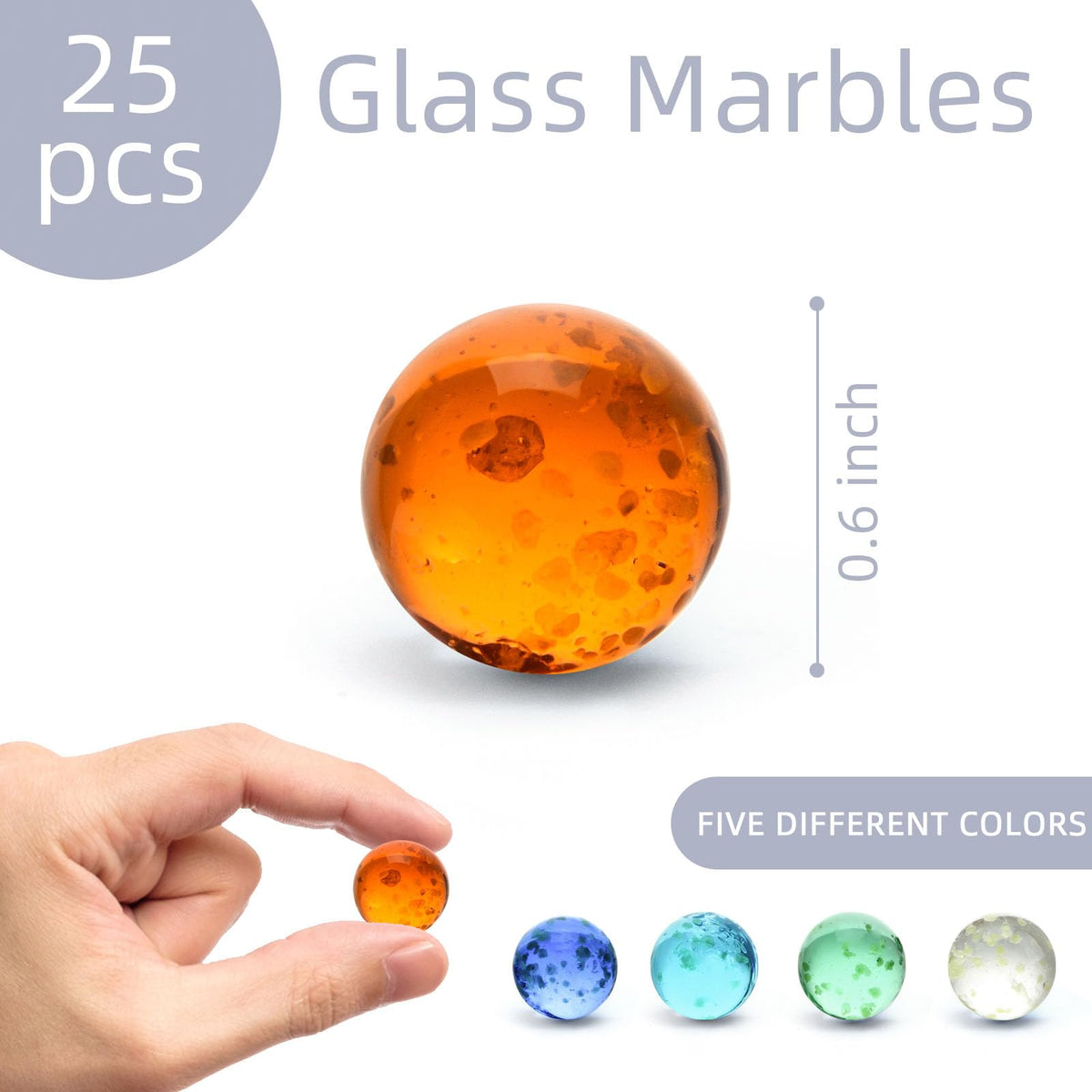 SallyFashion 25 PCS Glow in the Dark Glass Marbles — Colorful Marble Run Set for Kids