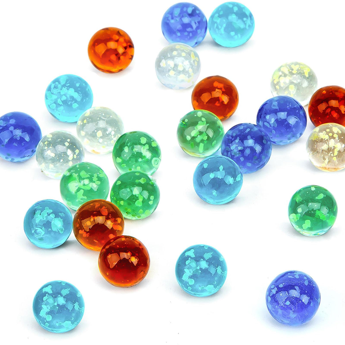 SallyFashion 25 PCS Glow in the Dark Glass Marbles — Colorful Marble Run Set for Kids