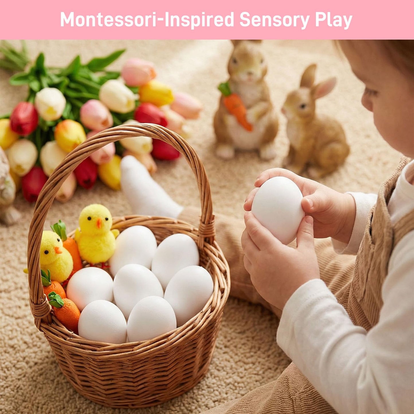 SallyFashion Wooden Fake Eggs for Nesting Boxes – 9 Pack White Easter Eggs for Craft & Pretend Play